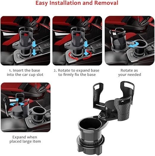 2-in-1 Car Cup Holder Expander – 360° Rotatable & Expandable
