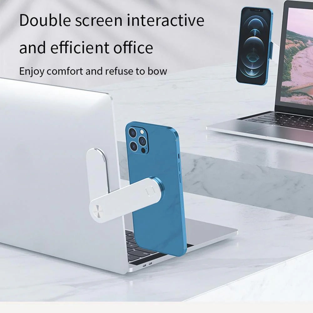 Magnetic Laptop Phone Holder – Adjustable Dual Screen Side Mount Clip