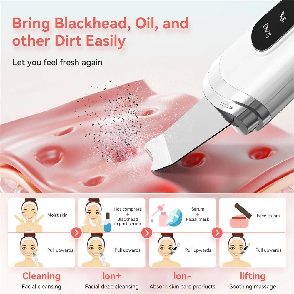 Ultrasonic Facial Skin Scrubber — 4 Modes, Deep Cleansing & Anti-Acne