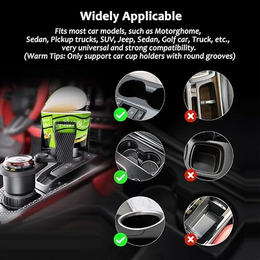 2-in-1 Car Cup Holder Expander – 360° Rotatable & Expandable