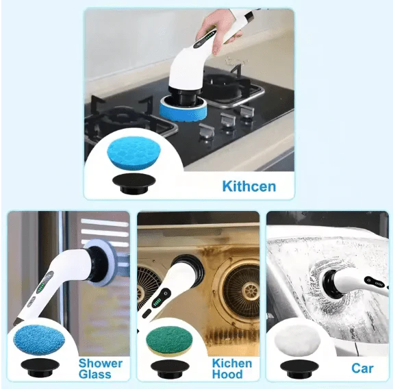 Electric Cleaning Brush JY-6010 – Cordless Scrubber with 6 Brush Heads
