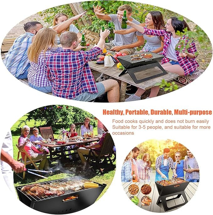 Foldable Charcoal Grill — Portable BBQ for Camping & Outdoor Cooking
