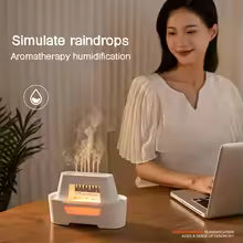 Raindrop Aroma Humidifier – Ultrasonic Diffuser with LED Flame Light
