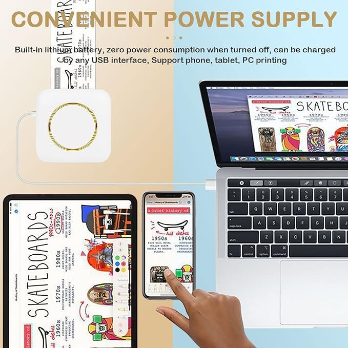 Portable Mini Printer – Bluetooth Instant Thermal Printing, No Ink Required