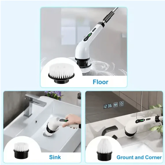 Electric Cleaning Brush JY-6010 – Cordless Scrubber with 6 Brush Heads