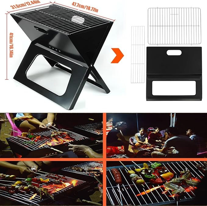 Foldable Charcoal Grill — Portable BBQ for Camping & Outdoor Cooking