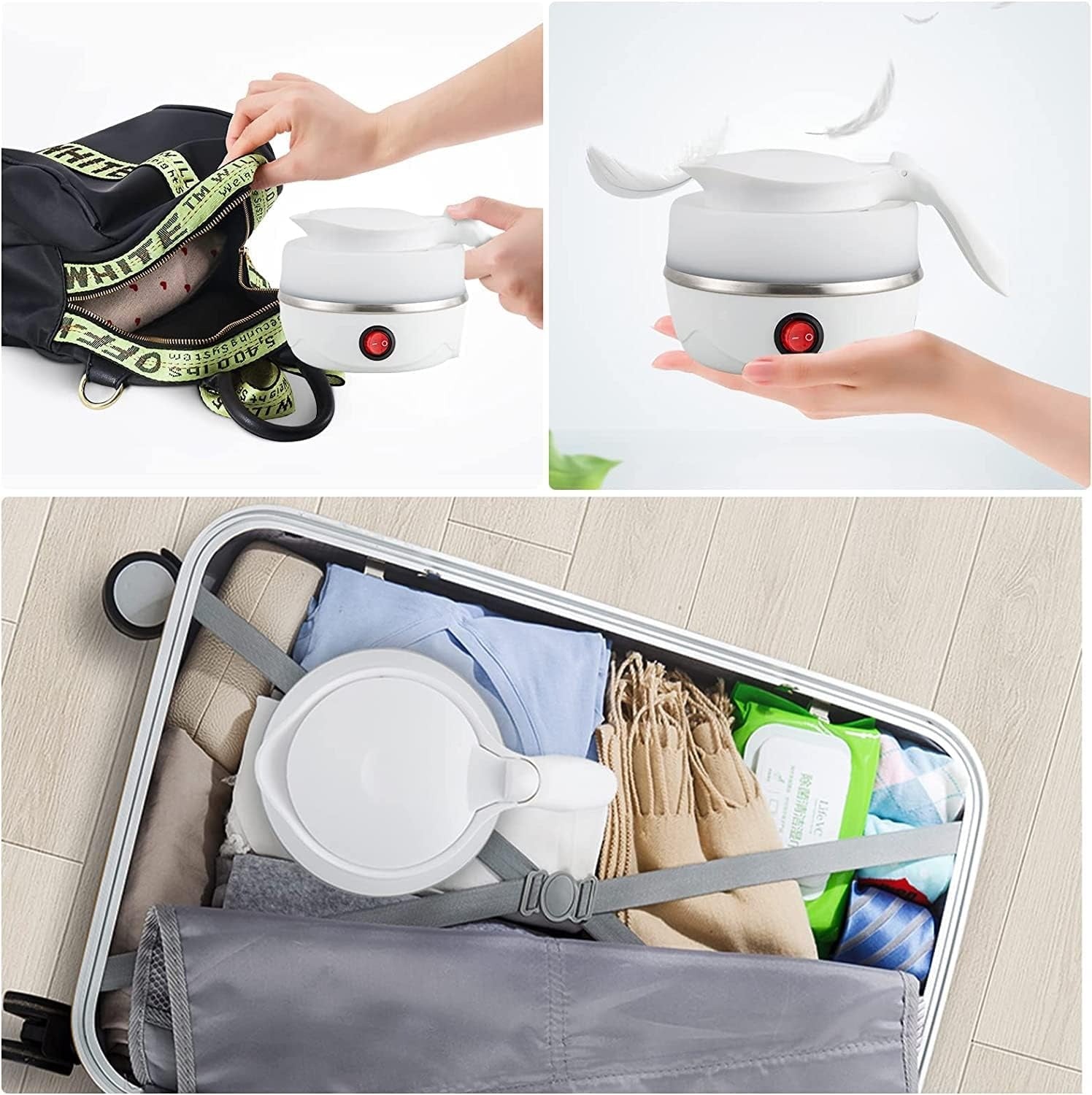 Foldable Electric Travel Kettle – 600ml Portable BPA-Free Silicone