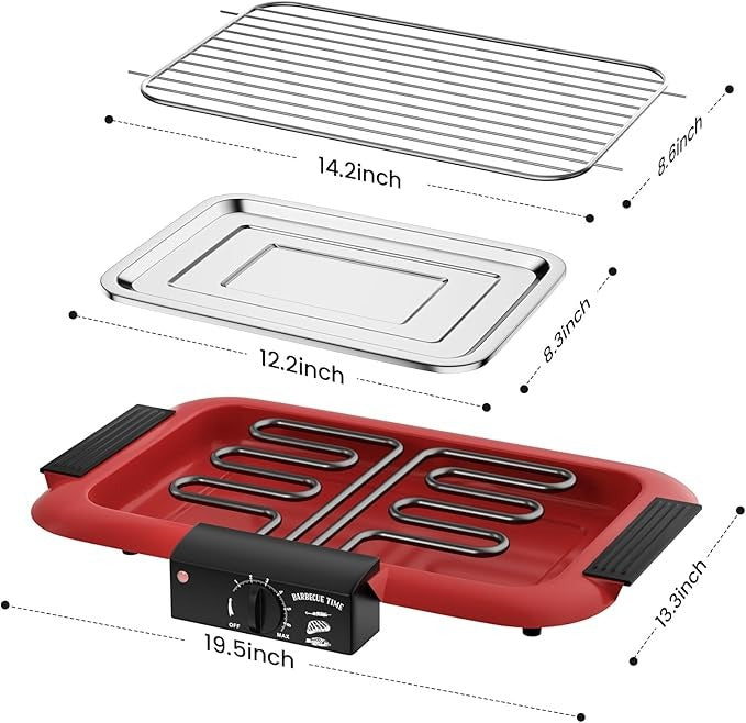 Portable Electric Grill — 2000W Smokeless Indoor & Outdoor BBQ