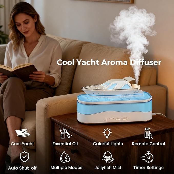 Yacht Aromatherapy Machine – Luxury Aroma Diffuser & Humidifier with LED Lights