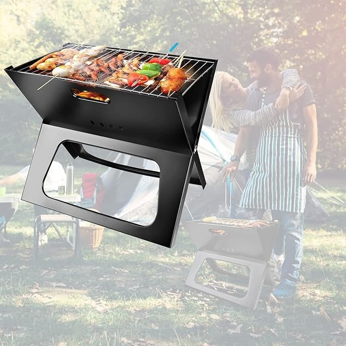 Foldable Charcoal Grill — Portable BBQ for Camping & Outdoor Cooking