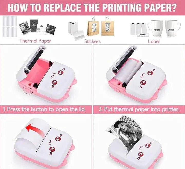 Portable Mini Pocket Printer – Wireless BT Thermal Printer, No Ink, 1000mAh - Nexora storePersonalize your own text here