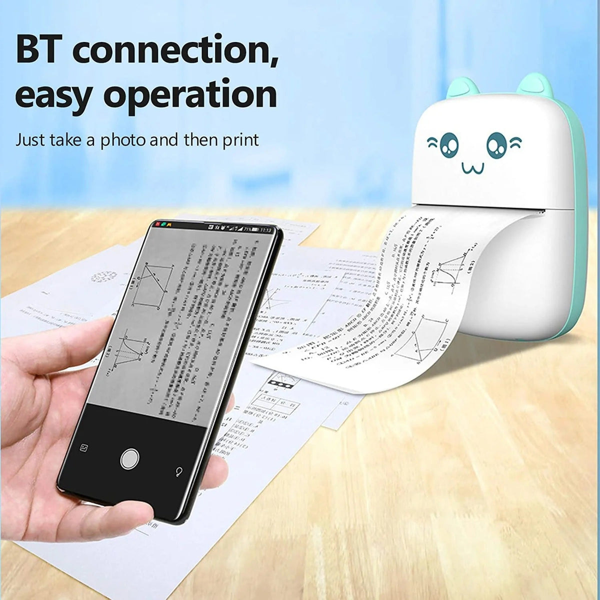 Portable Mini Pocket Printer – Wireless BT Thermal Printer, No Ink, 1000mAh - Nexora storePersonalize your own text here