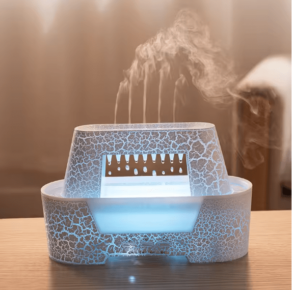 Raindrop Aroma Humidifier – Ultrasonic Diffuser with LED Flame Light