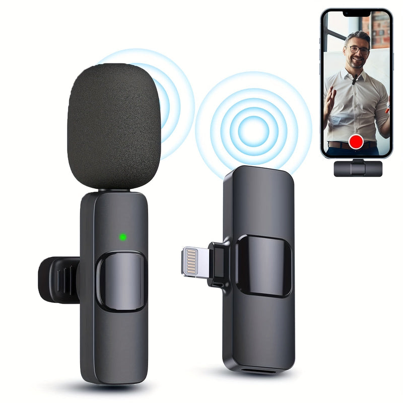 Wireless Lavalier Lapel Microphone – Plug & Play Clip Mic for iPhone & iPad