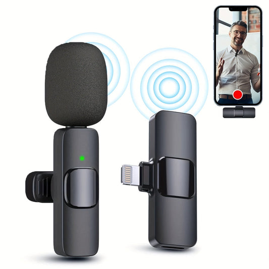 Wireless Lavalier Lapel Microphone – Plug & Play Clip Mic for iPhone & iPad
